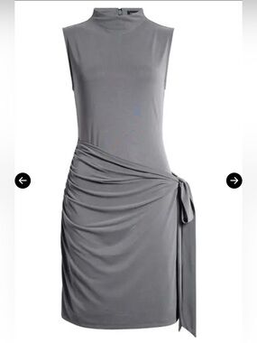 NWT Good American Gray Sleeveless Ruched Side-Tie Midi Dress SZ 3xl